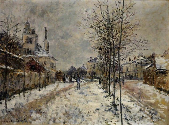 Claude Monet The Boulevard de Pontoise at Argenteuil Snow Effect